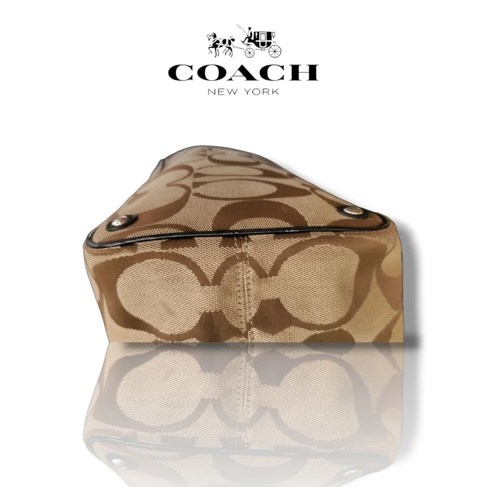 Coach F14940 Kisslock Signature Jaquard C Brown and Black Women's Shoulder Bag